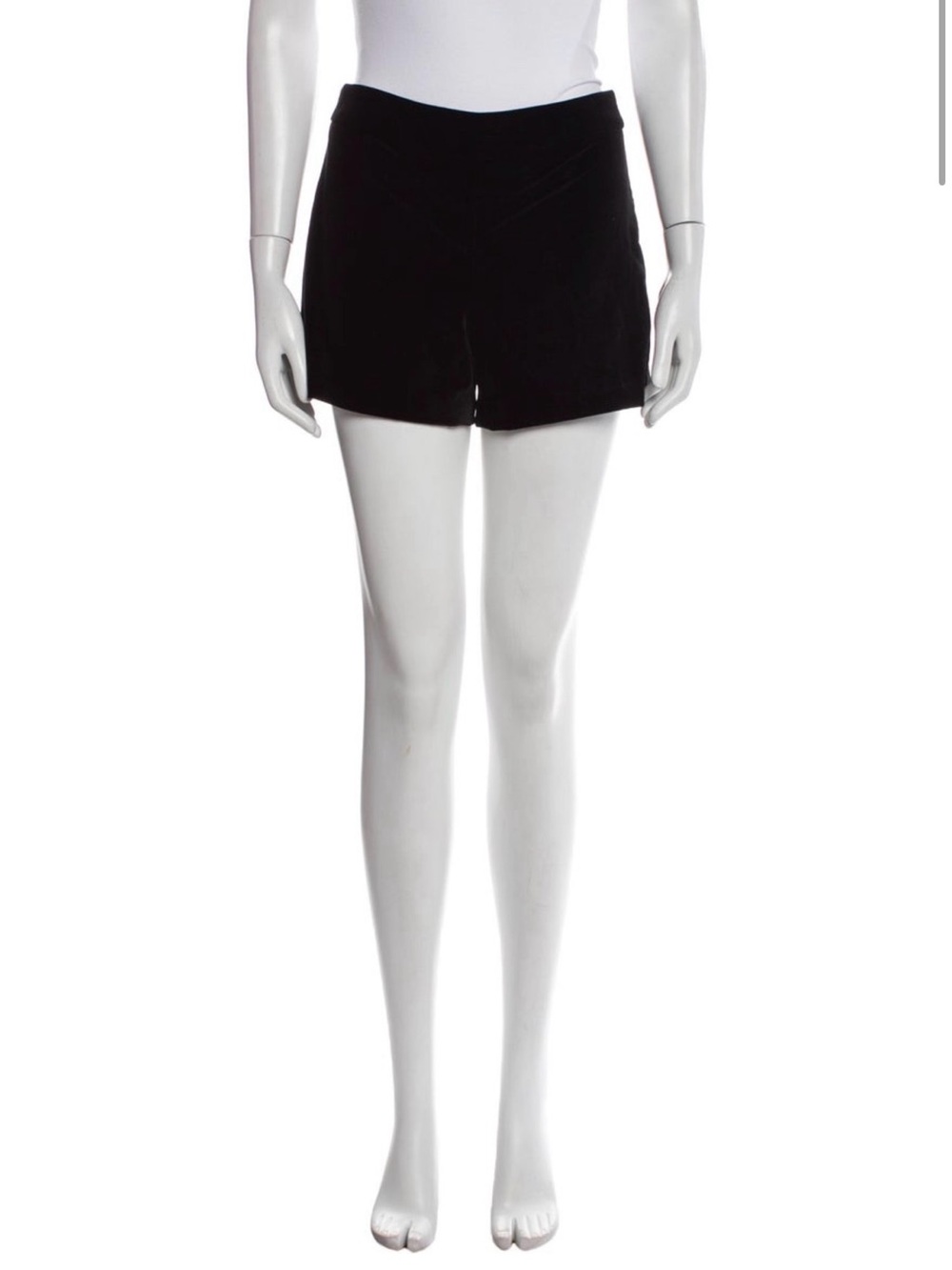 Alice + Olivia Black High-Waist Velvet Shorts